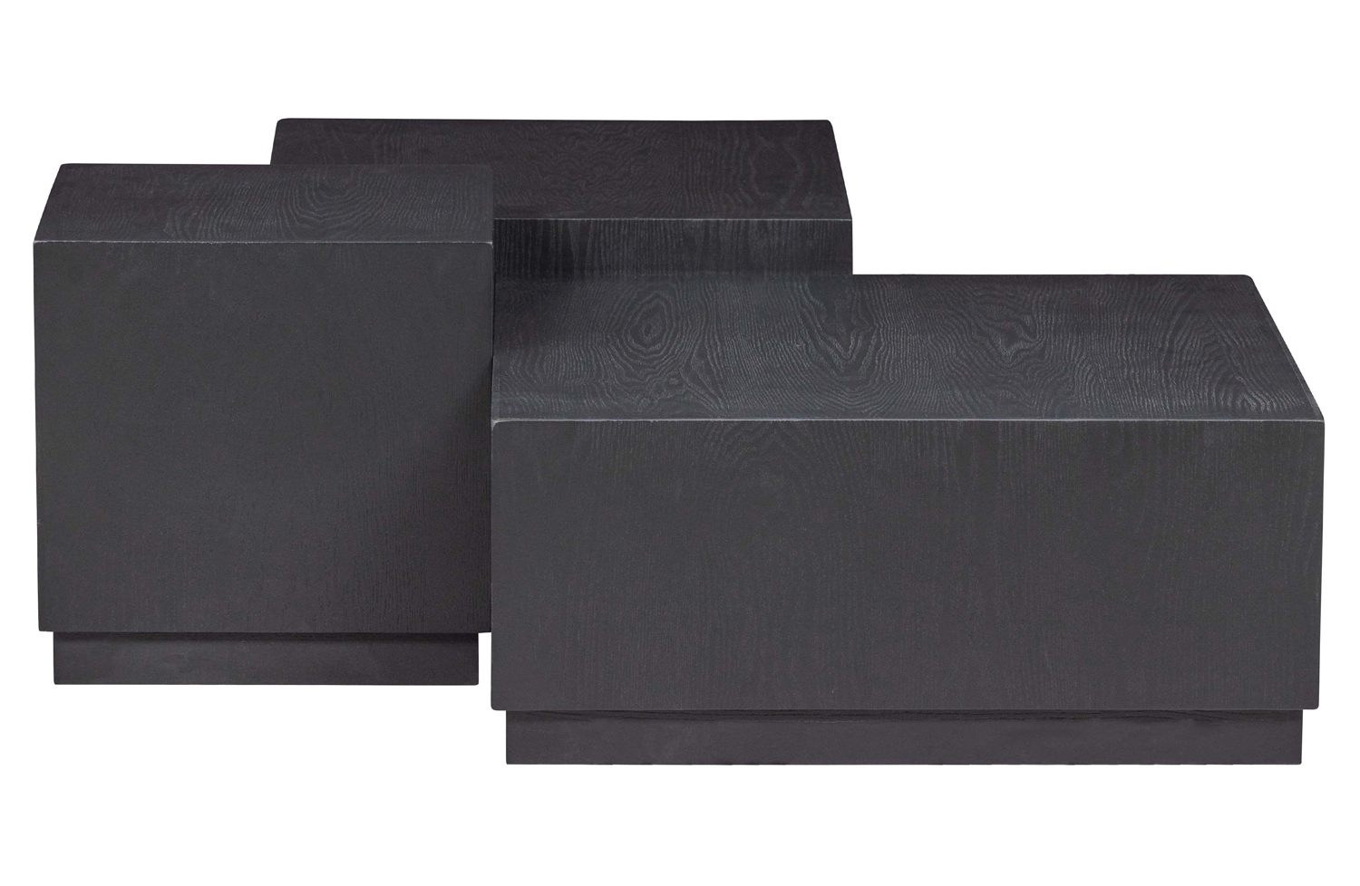 3er Set Couchtisch Pim Eschenholz MDF schwarz