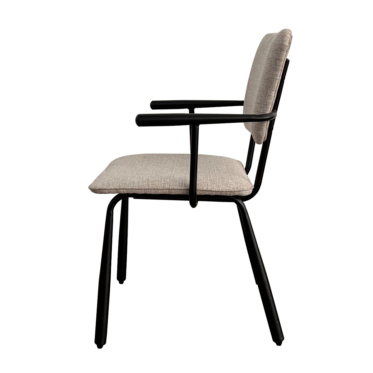 Esszimmerstuhl Finn Stuhl mit Armlehnen Gestell schwarz Stoff beige
