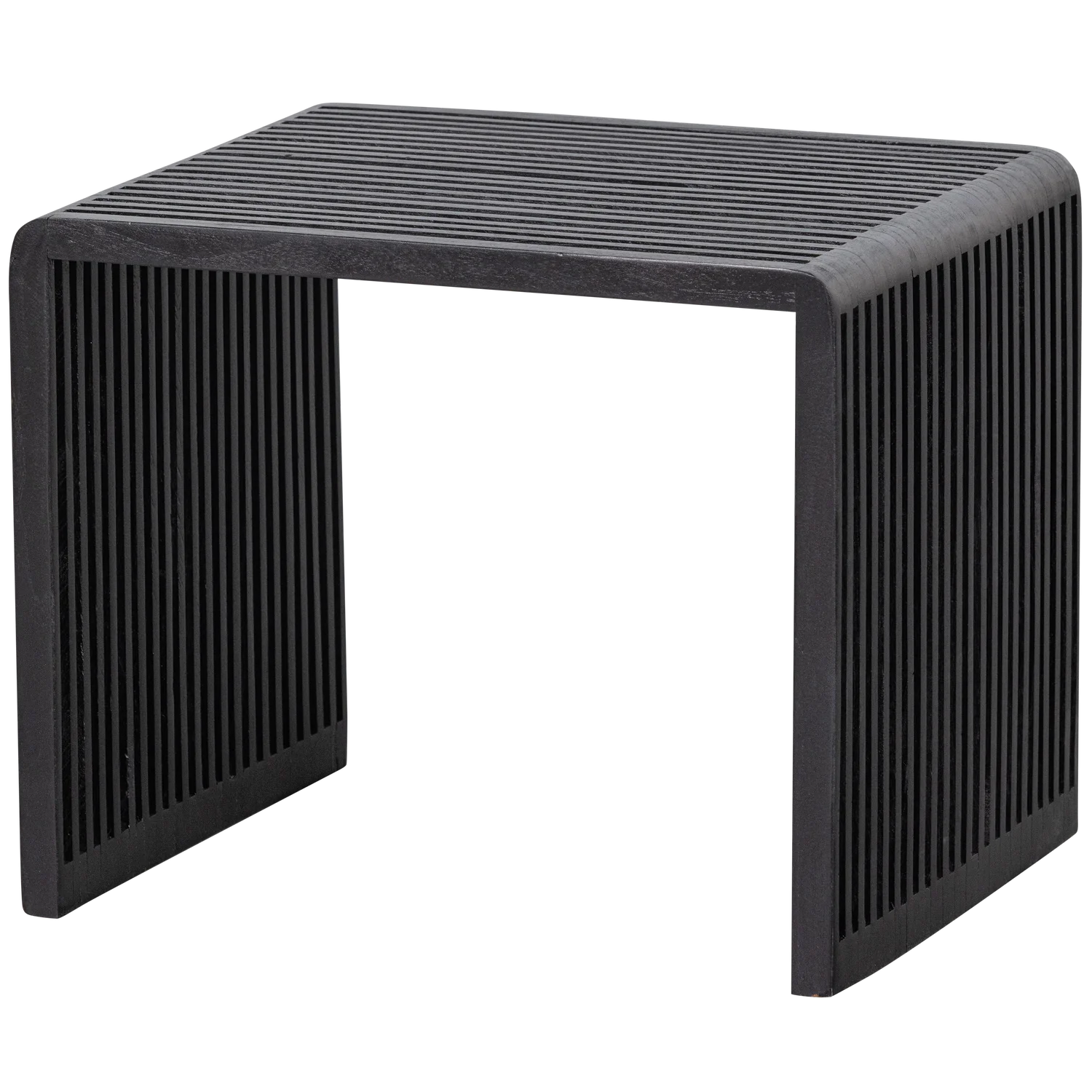 2er Set Beistelltisch WILLA recyceltem Teakholz schwarz