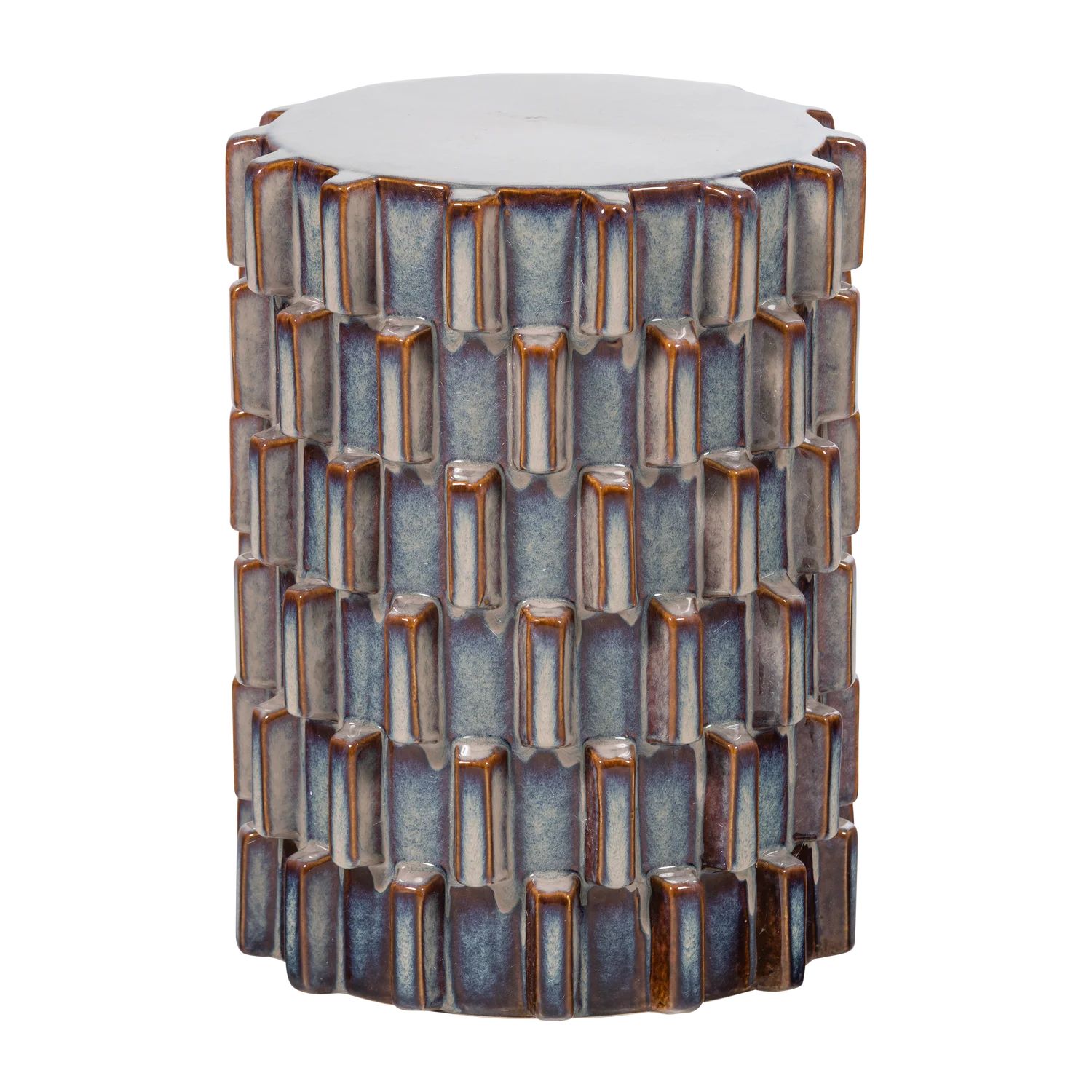 Beistelltisch AXU Ø 35 cm Keramik grau blau 