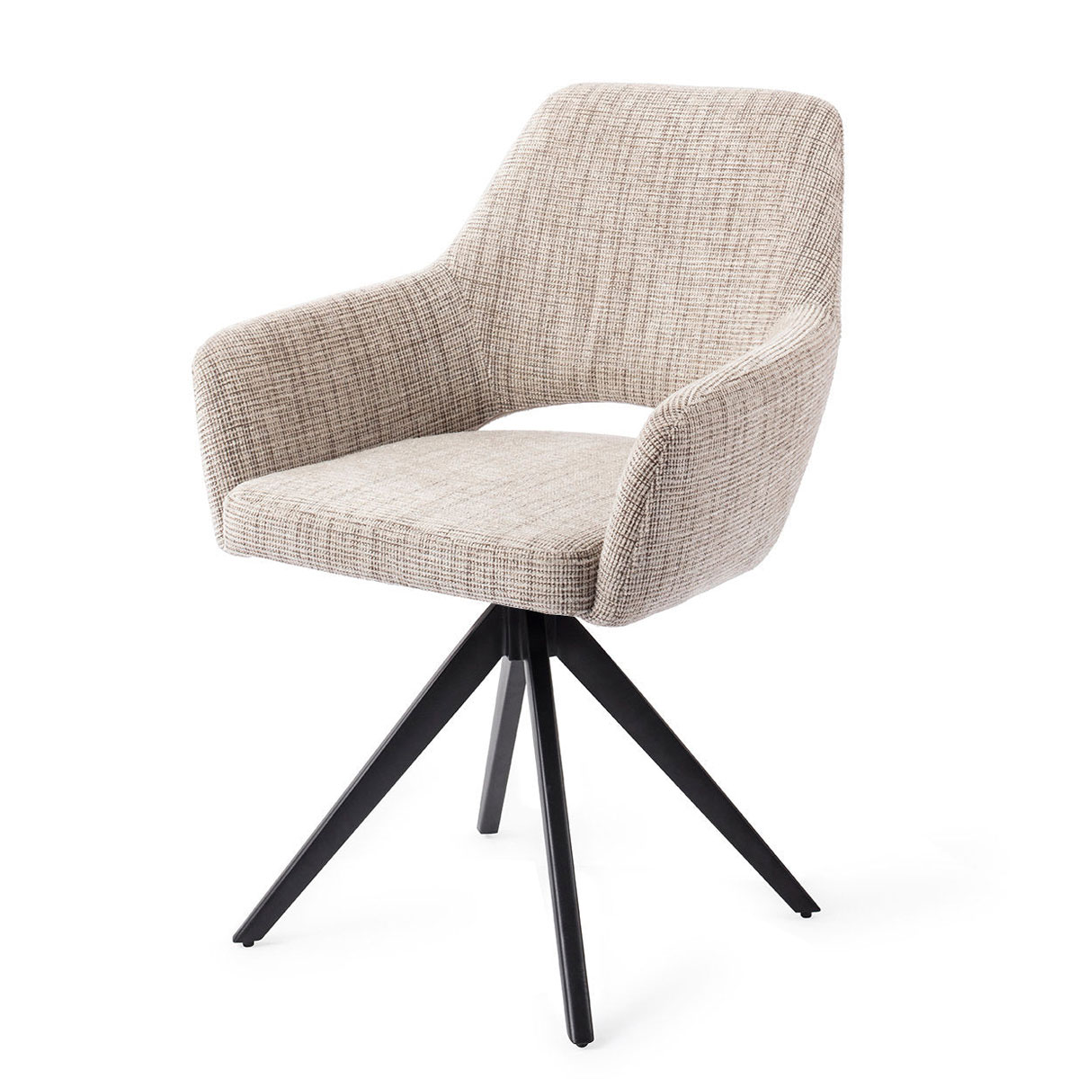 Esszimmerstuhl YANAI drehbar – Caramel mit schwarzem Gestell