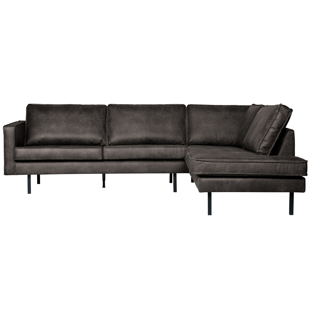 Eckgarnitur Rodeo Leder schwarz Ecksofa  Longchair rechts