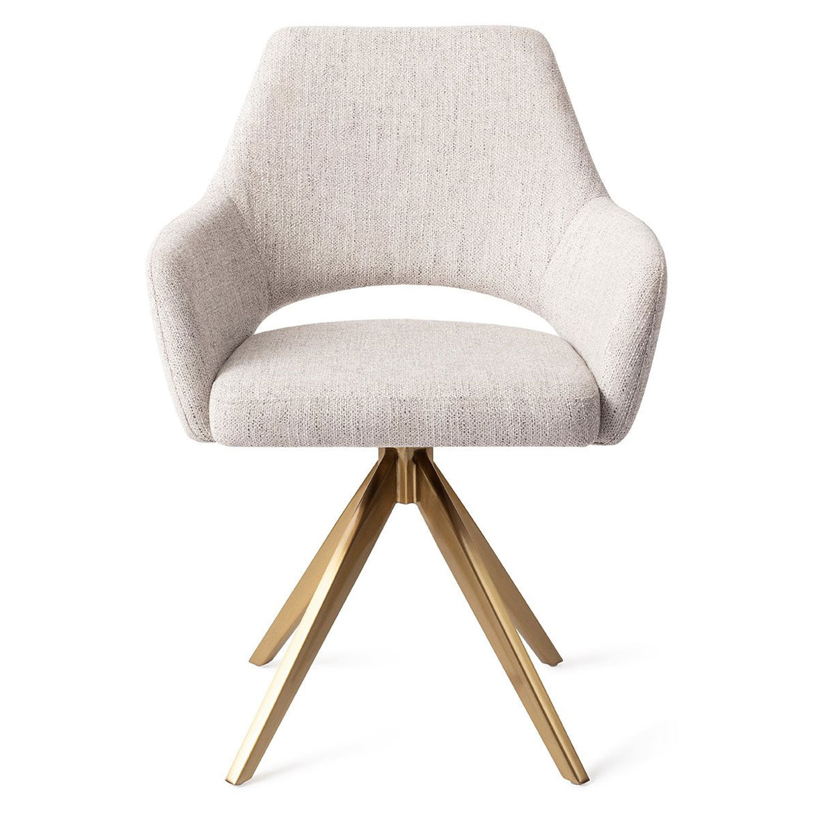 Esszimmerstuhl YANAI drehbar – Hellgrau mit goldenem Gestell