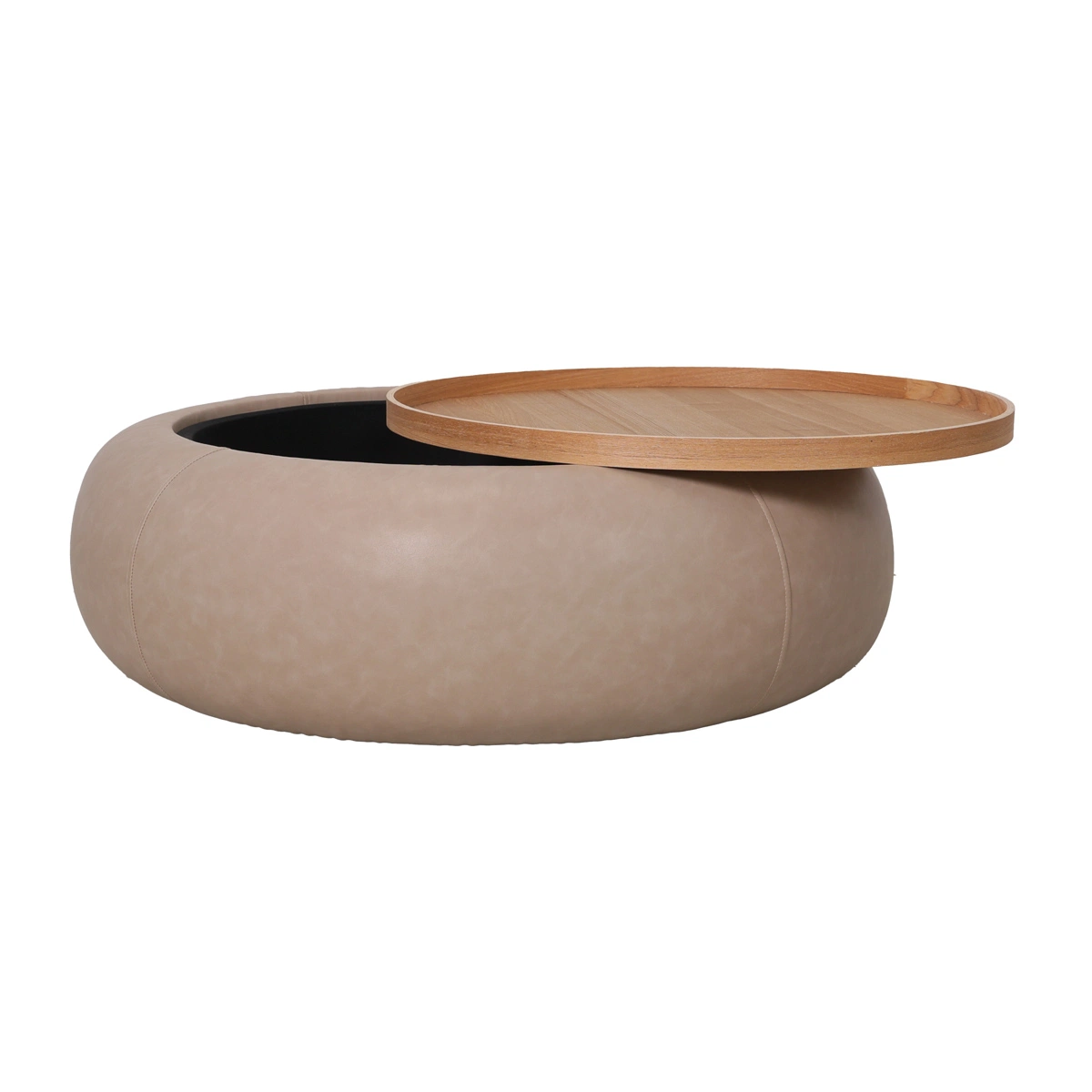 Couchtisch MOVANI Taupe Natur Rund mit Stauraum Ø 102 cm 