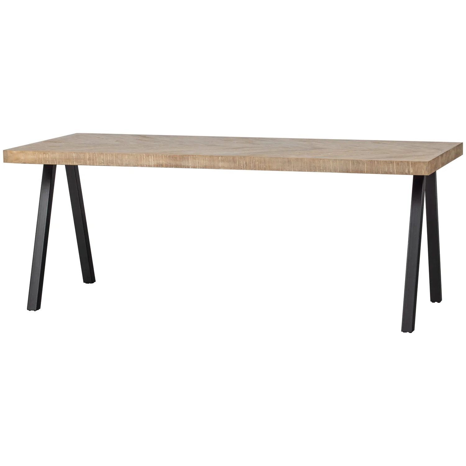 Esstisch TABLO SQUARE Legs 200 x 90 cm Mangoholz Fischgrätenmuster white wash