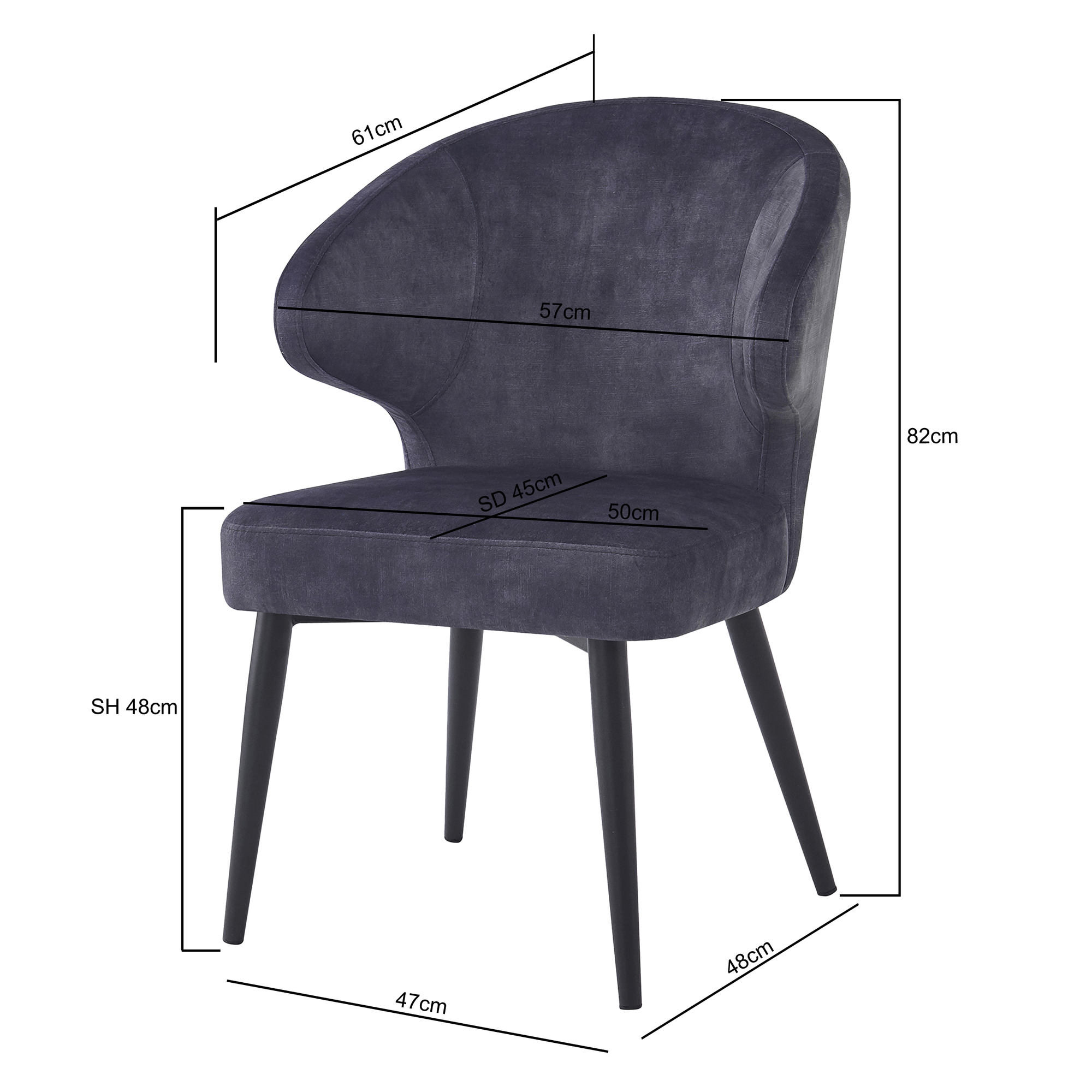 Esszimmerstuhl Donna Stuhl Stoff Velvet anthrazit