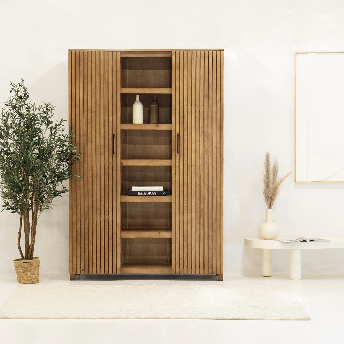 Wandschrank Schrank TONI H 210 cm Mangoholz braun 