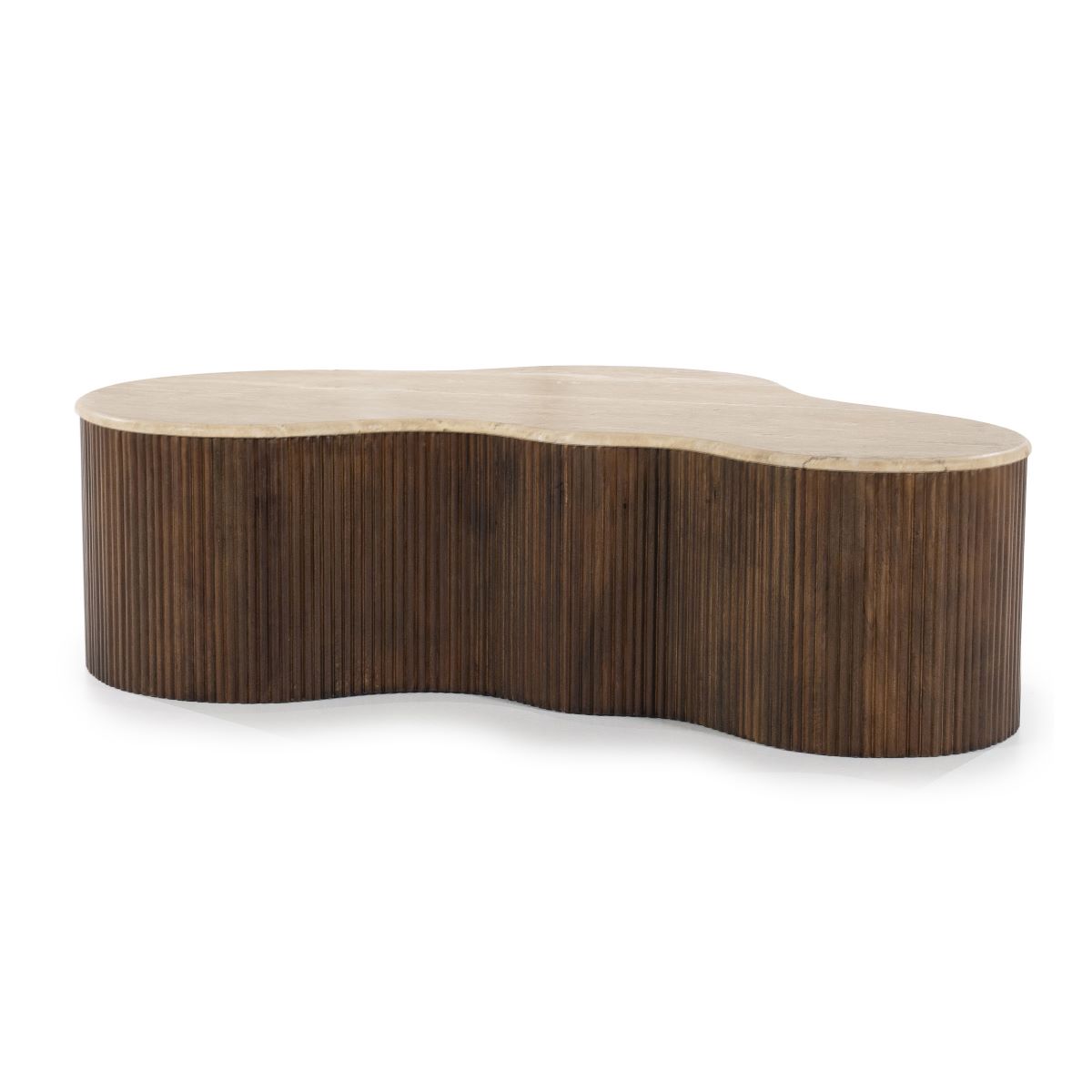 Couchtisch BARI 129 x 84 cm Travertin Naturstein organisch