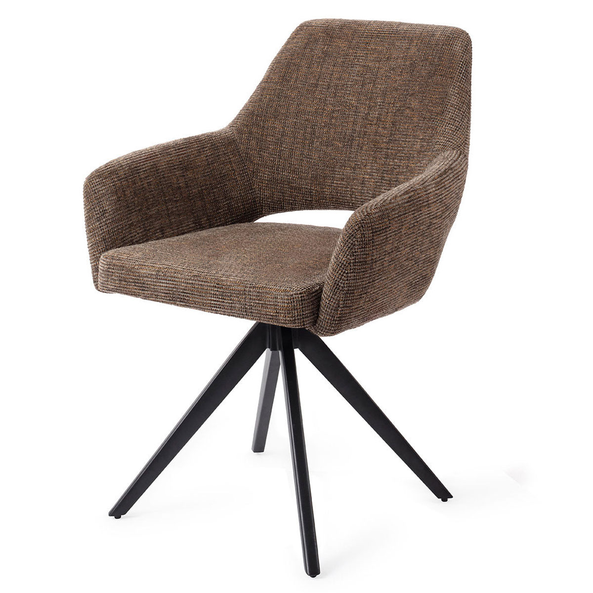 Esszimmerstuhl YANAI drehbar – Kastanie mit schwarzem Gestell