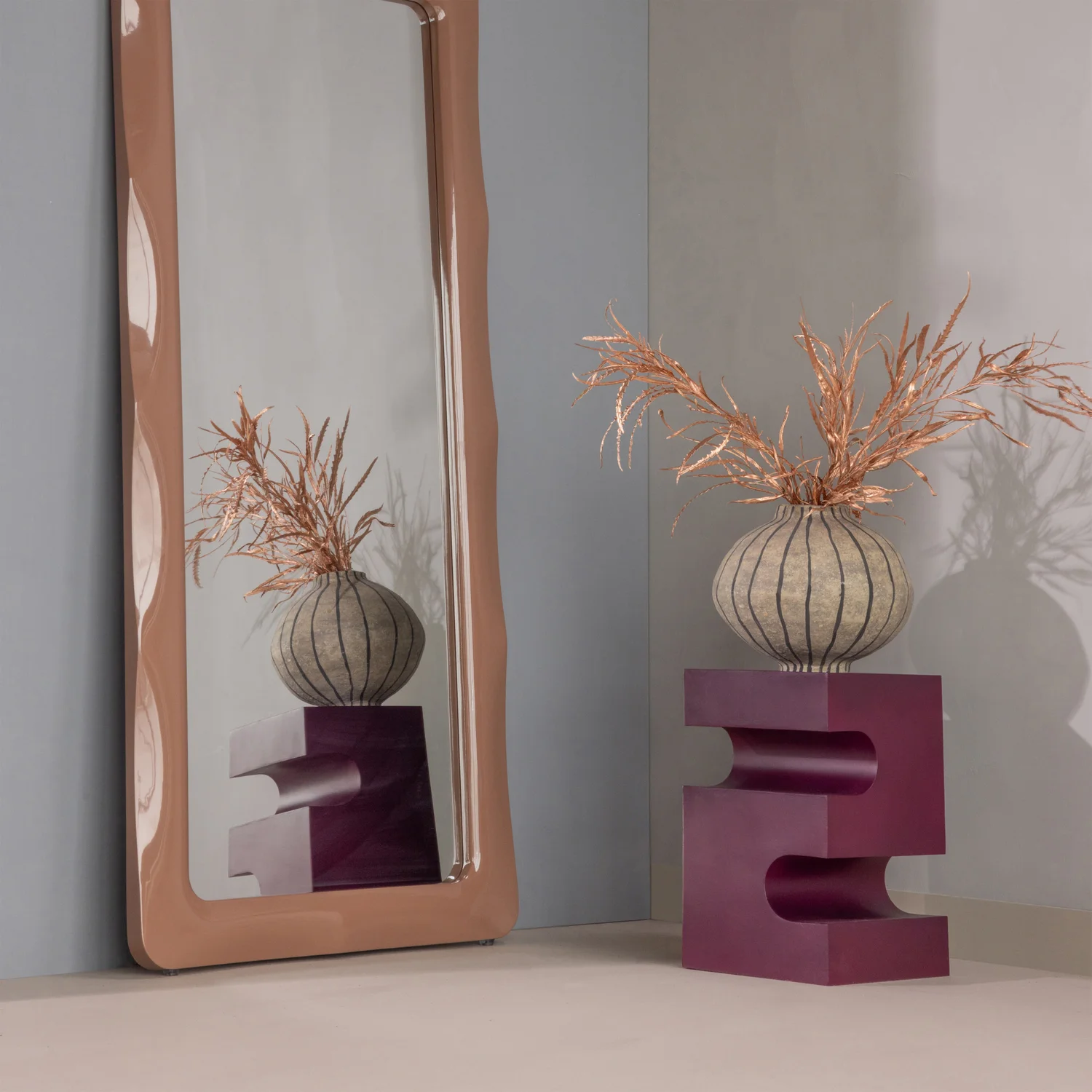 Beistelltisch JESSA 30 x 30 cm Metall lila braun 