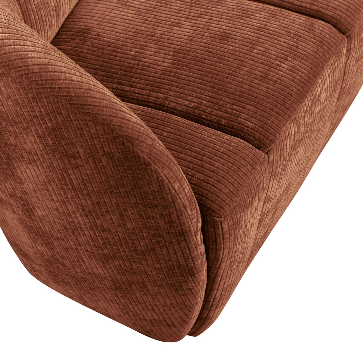 woood 2 Sitzer Sofa Bank MOJO links gerippter Stoff rostbraun
