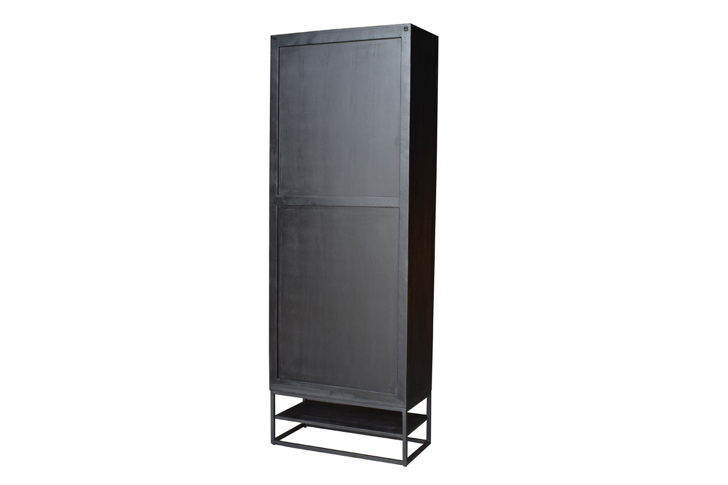 Vitrine ASHTON H 220 cm Mangoholz schwarz Vitrinenschrank