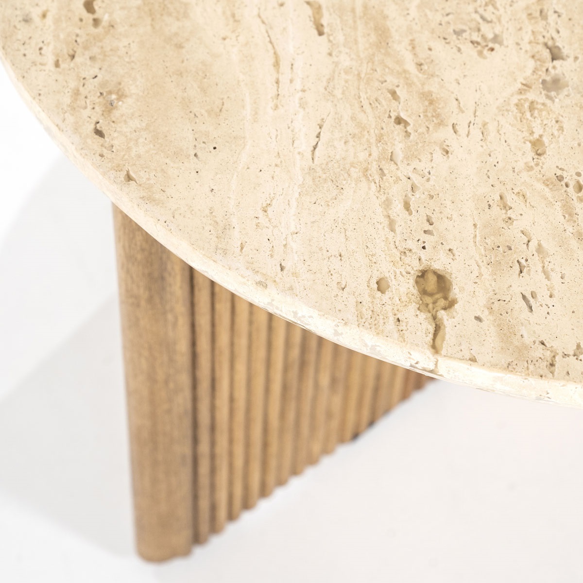 Couchtisch Beistelltisch rund 60 cm Tischplatte aus TRAVERTIN