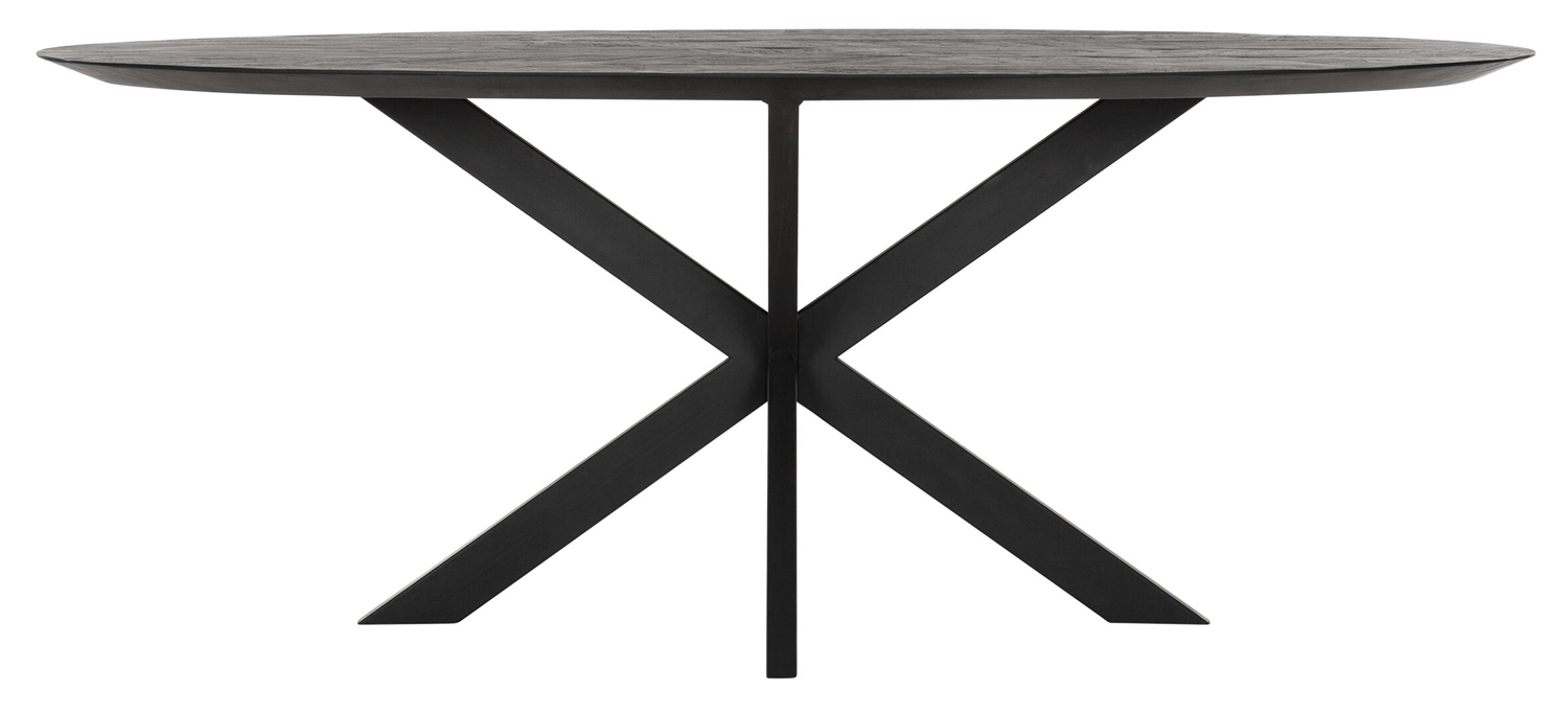 Esstisch Timeless oval 200 x 100 cm Teakholz schwarz