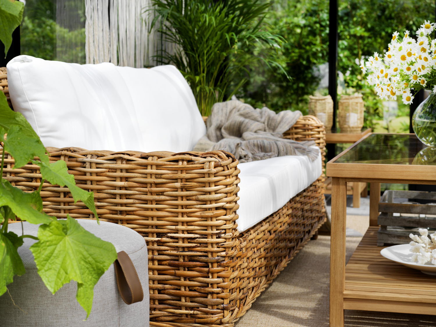 Garten Lounge Gruppe Natur Rattan ROSSVIK Sofa und Sessel