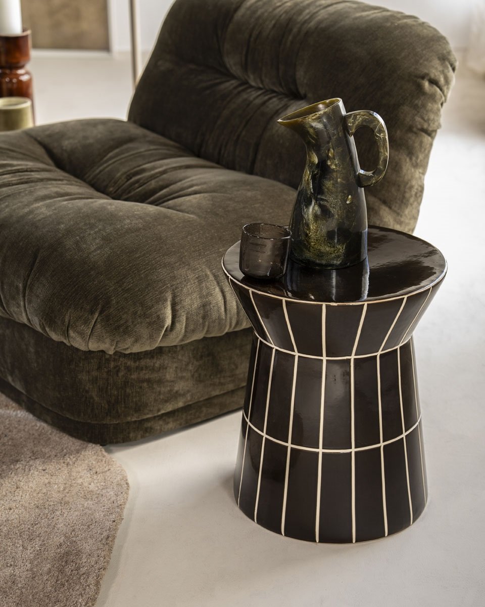 Beistelltisch TileTastic II Ø 38 cm Keramik braun Couchtisch 