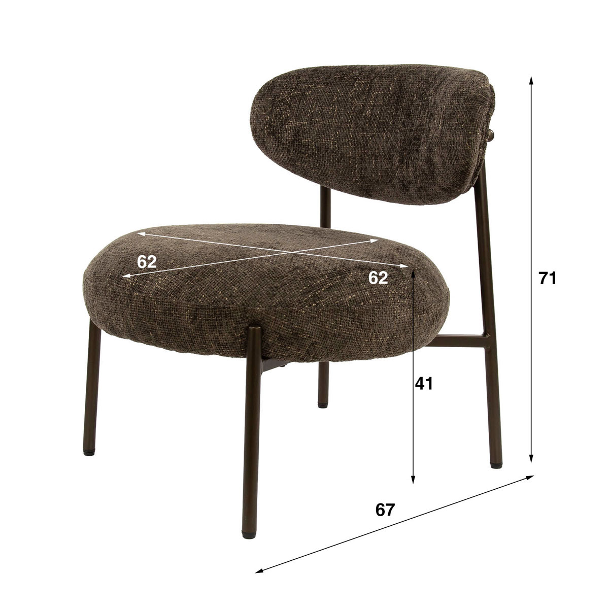 Sessel Oval braun Tissee braun Polstersessel Fernsehsessel