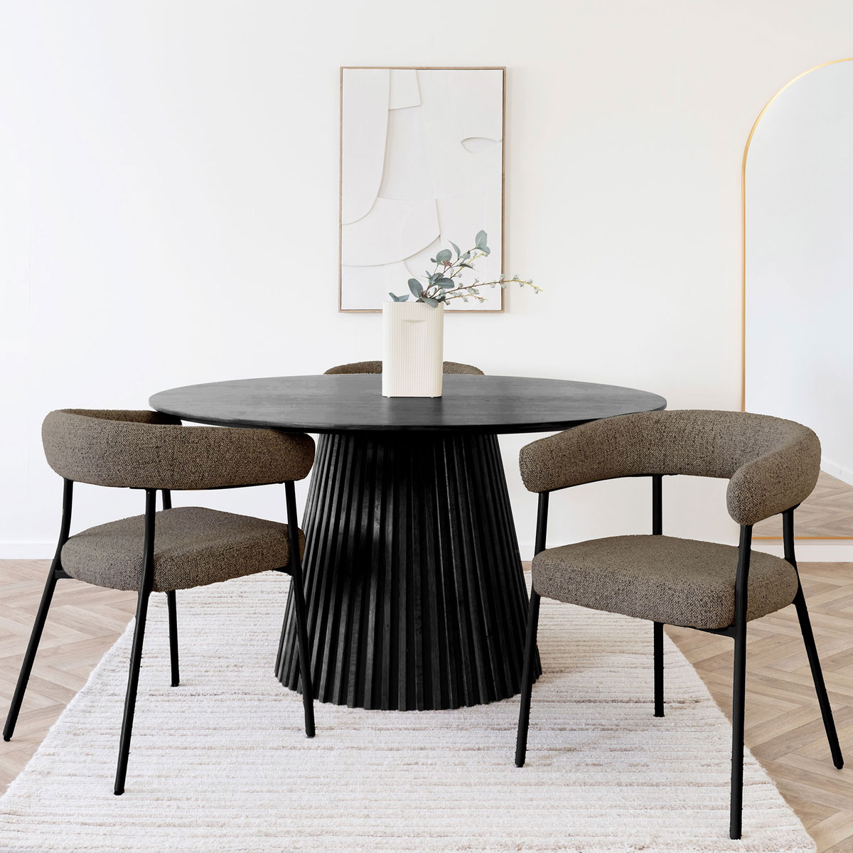 2er Set Armlehnstuhl ROMA Stoff braun Dinnerstuhl Esstischstuhl