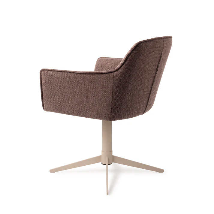 Esszimmerstuhl Hofu – Potters Clay braun mit Gestell in Metall beige