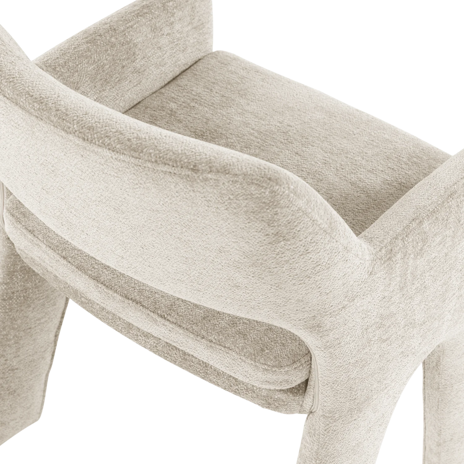 Armlehnstuhl BIGFOOT Chenille Stoff sandfarben Esstischstuhl