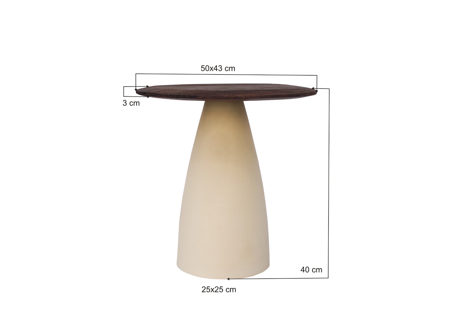 Couchtisch Marron 43 x 50 cm Mangoholz Metall cremeweiß Sofatisch