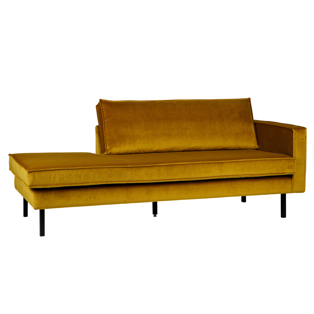 Sofa Chaiselongue RODEO Recamiere Samt ocker rechts Tagesbett