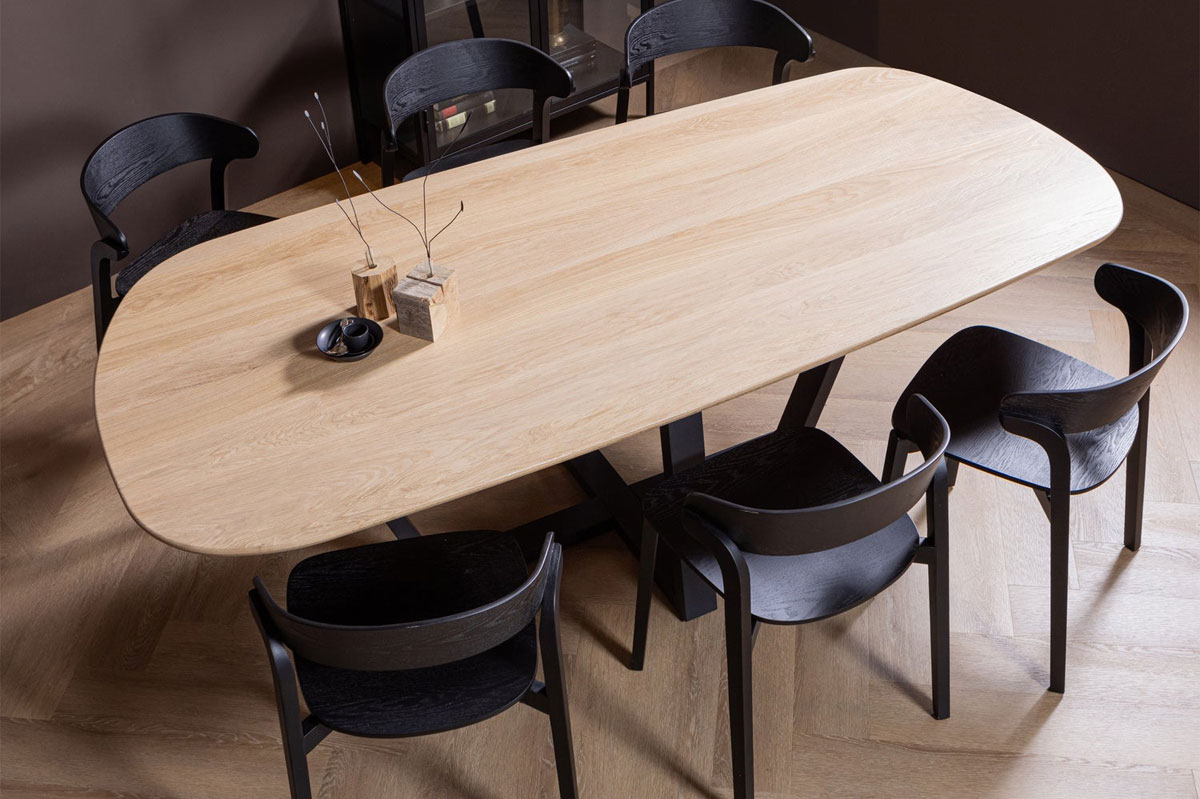 woood Esstisch DÄNISCH 220 x 100 cm oval Eiche Massivholz natur braun