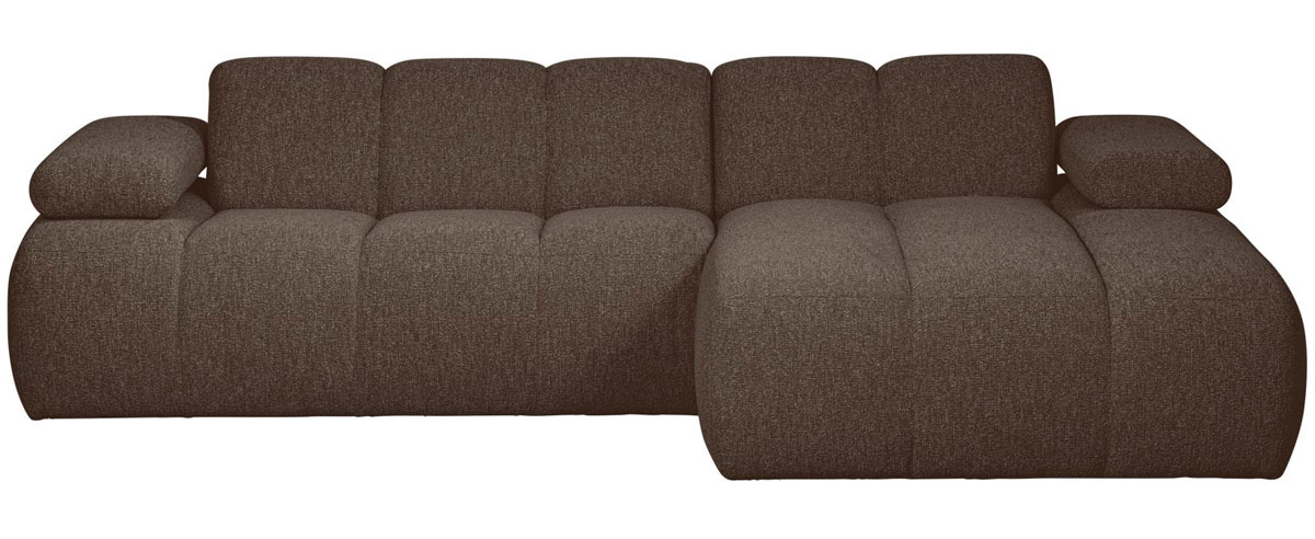 woood Chaiselongue Sofa MOJO rechts Bouclé braun melange