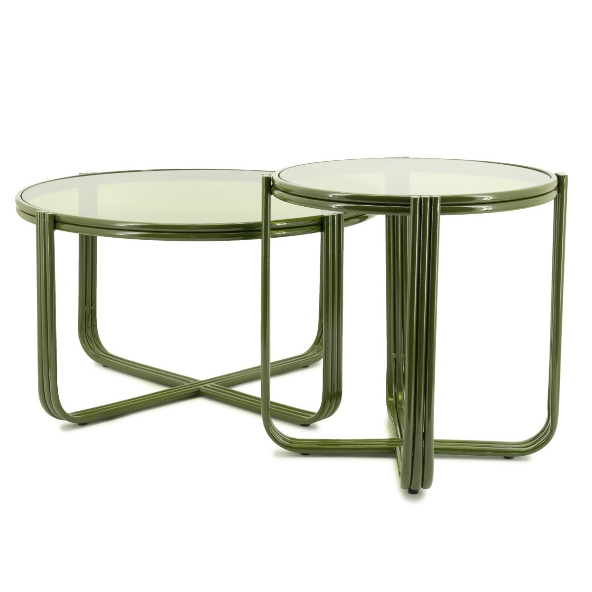 Beistelltisch Groovy Ø 42,5 cm Glas Metall grün Couchtisch
