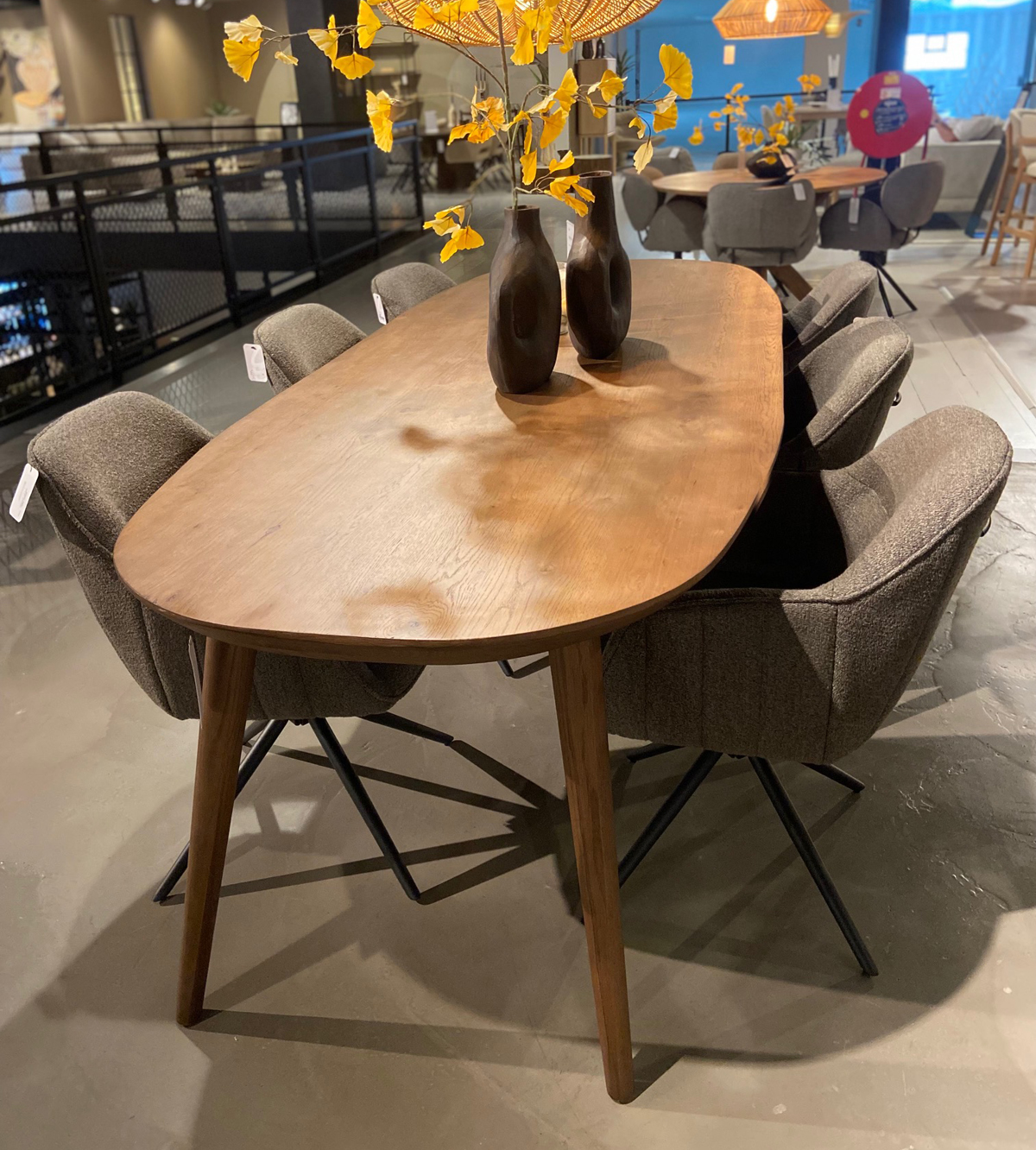Esstisch Elijah oval 300 x 100 cm Braun Eiche dunkelbraun