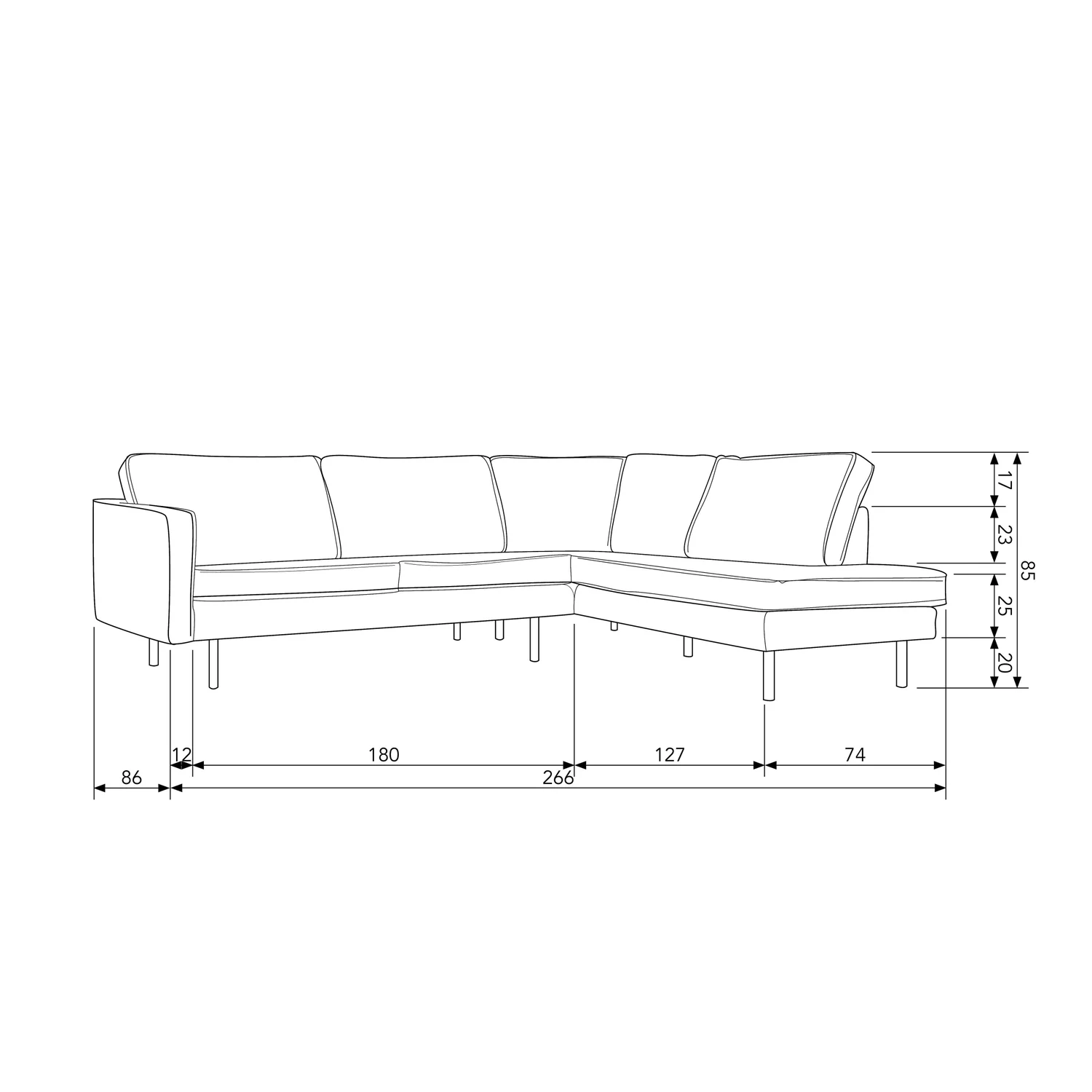 Eckgarnitur Rodeo Bouclé natur Couch Sofa Ecksofa Longchair rechts
