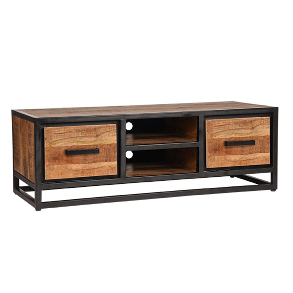 Industrie Vintage TV Möbel Lempa 120 x 45 cm Mangoholz Lowboard