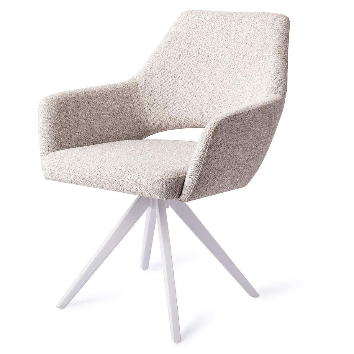 Esszimmerstuhl YANAI drehbar – Hellgrau mit weißem Gestell