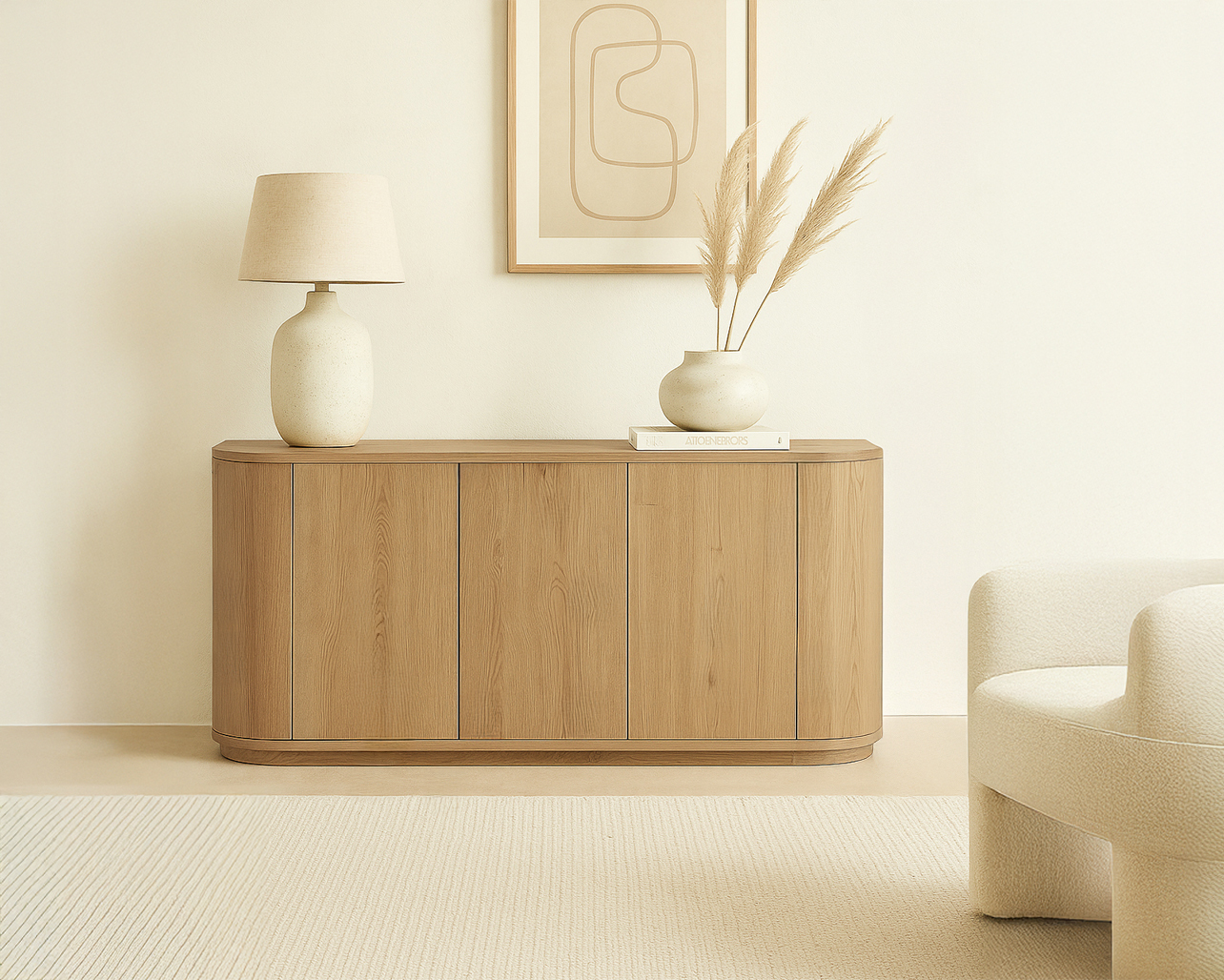 Sideboard Novero 170 cm Eichenholzfurnier natur Kommode
