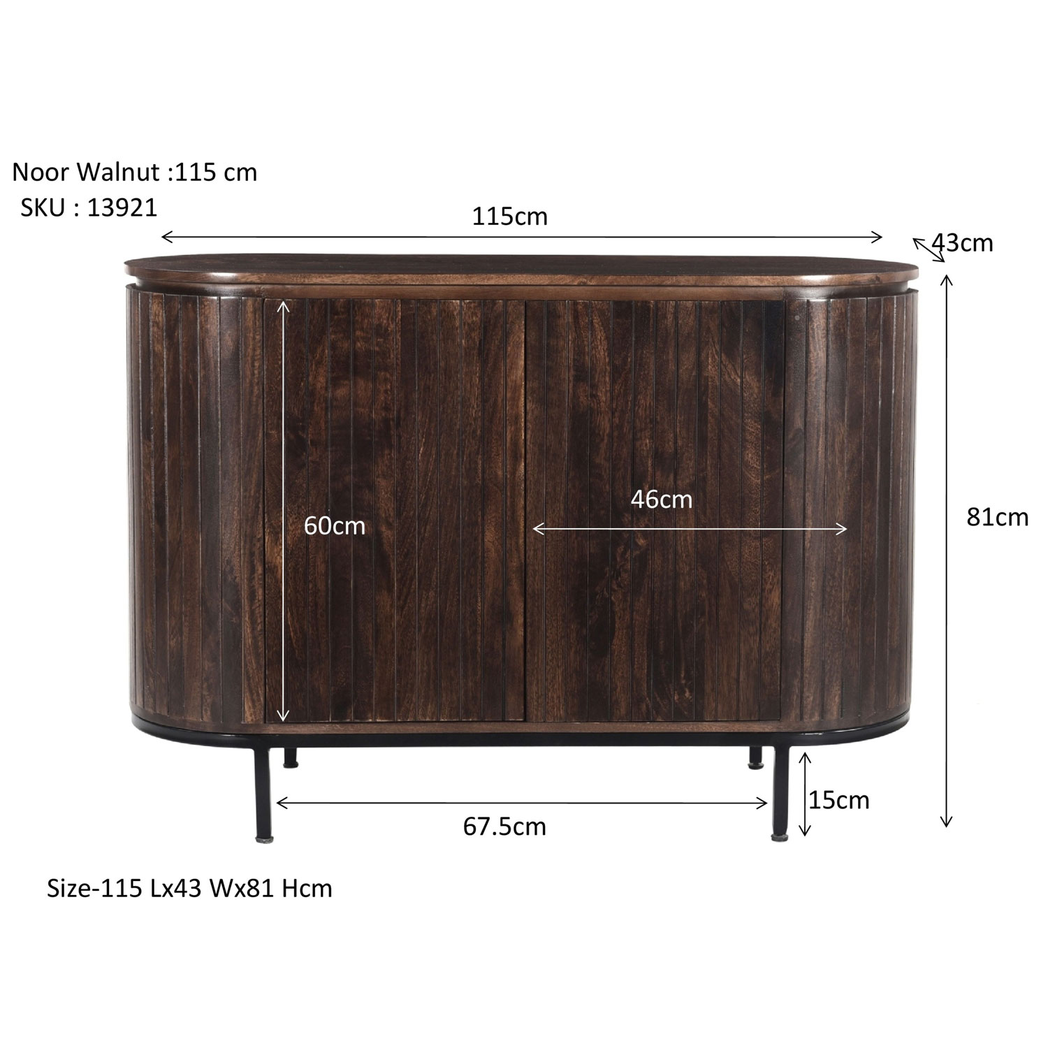 RETRO CHIC Sideboard Noor 115 cm Mango Holz braun