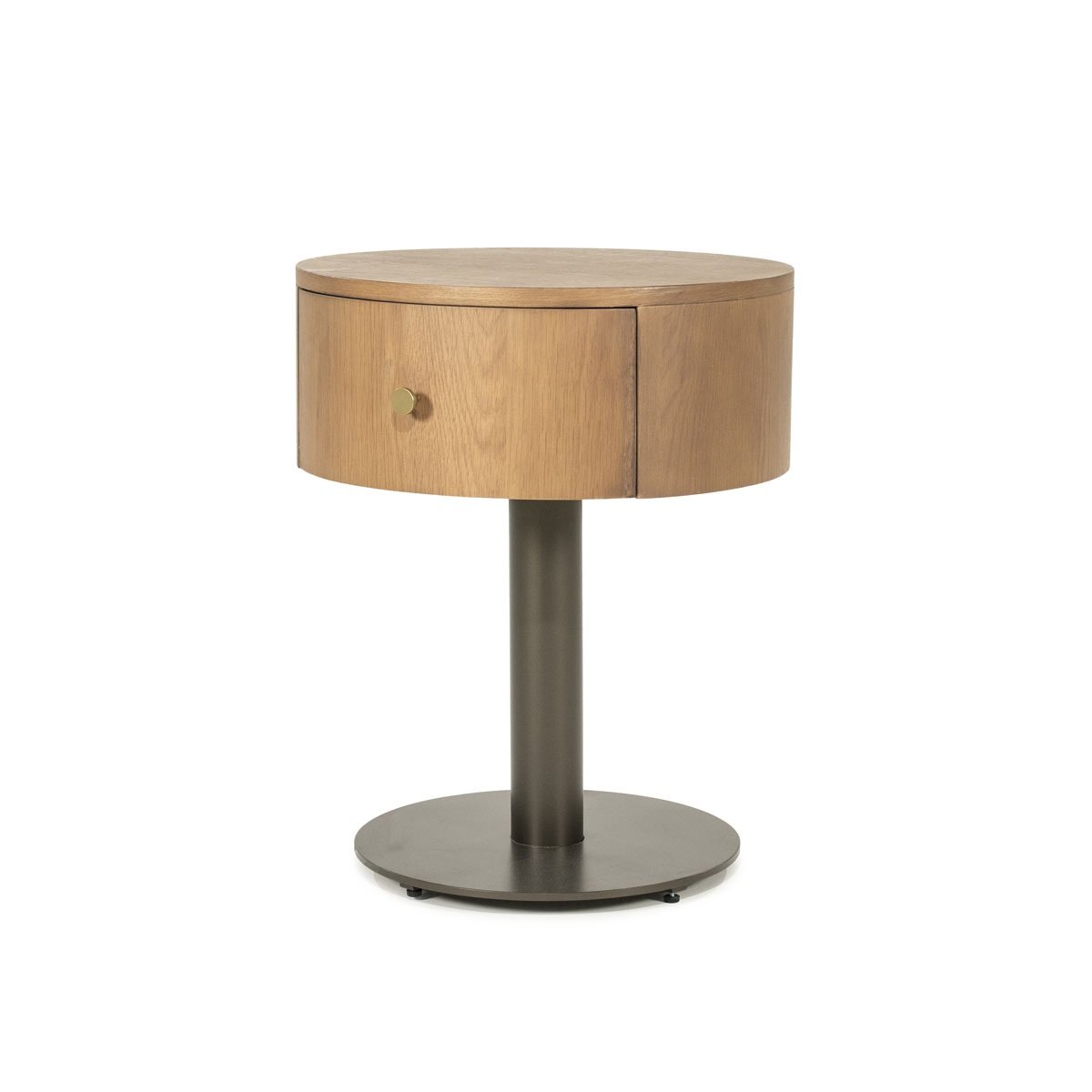 Nachtschränkchen Skye H 60 cm Eiche Massivholz braun Metall Nachttisch