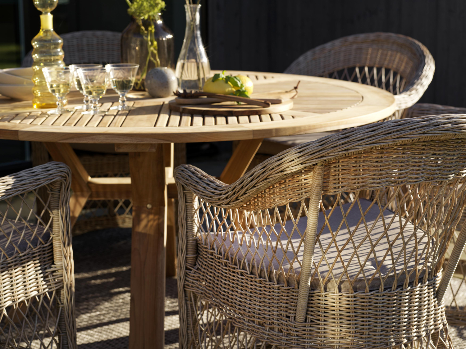 2er Set Kamomill Gartenstuhl Gartensessel Beige incl. Kissen
