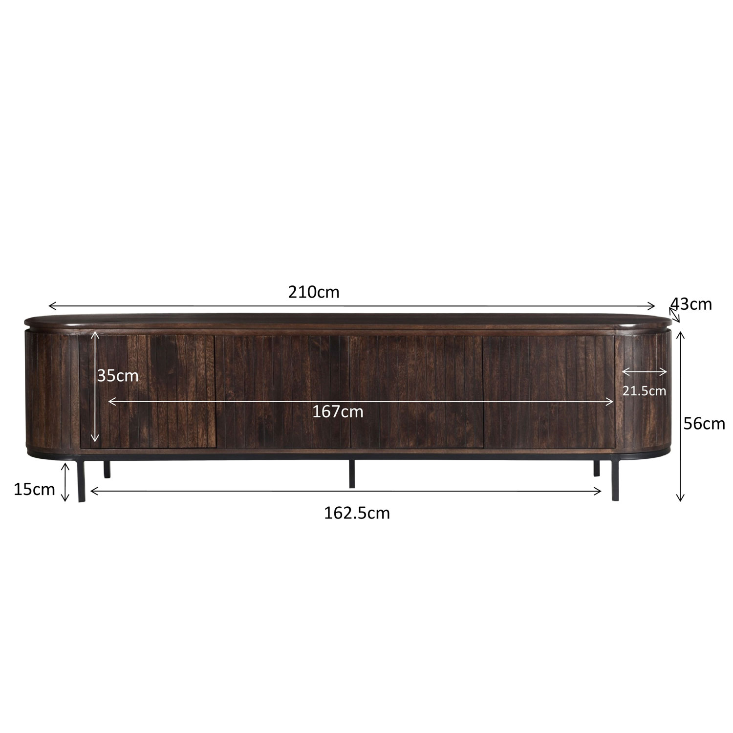 RETRO CHIC Lowboard Noor 210 cm Mangoholz