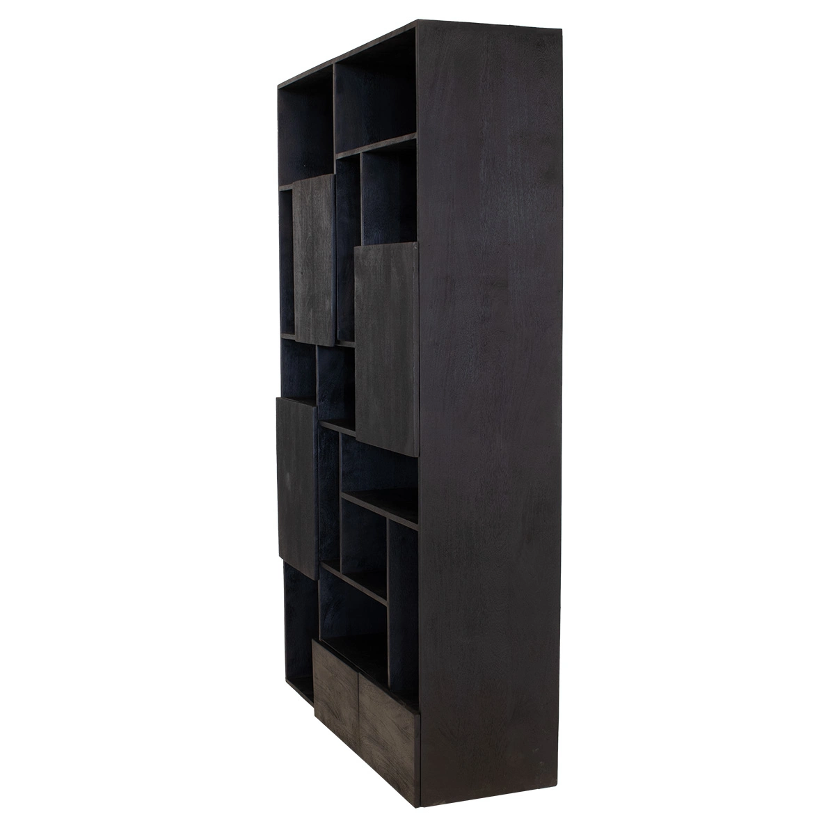 Wandschrank Mala H 200 cm Mangoholz schwarz Regal