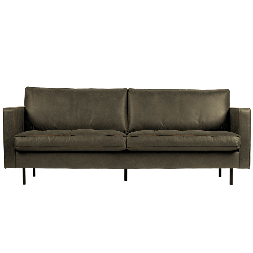2,5 Sitzer Sofa Rodeo Classic armygrün recyceltes Leder