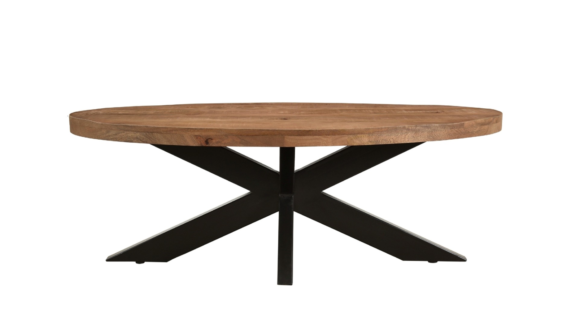 Couchtisch Sturdy oval 130 x 70 cm Mangoholz braun Metall schwarz