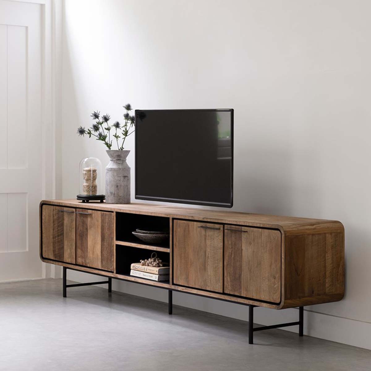 TV Möbel Evo 225 cm recyceltes Teakholz Lowboard