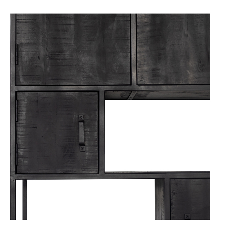Industrie Regal BEN Mango Massivholz Metall schwarz Bücherregal