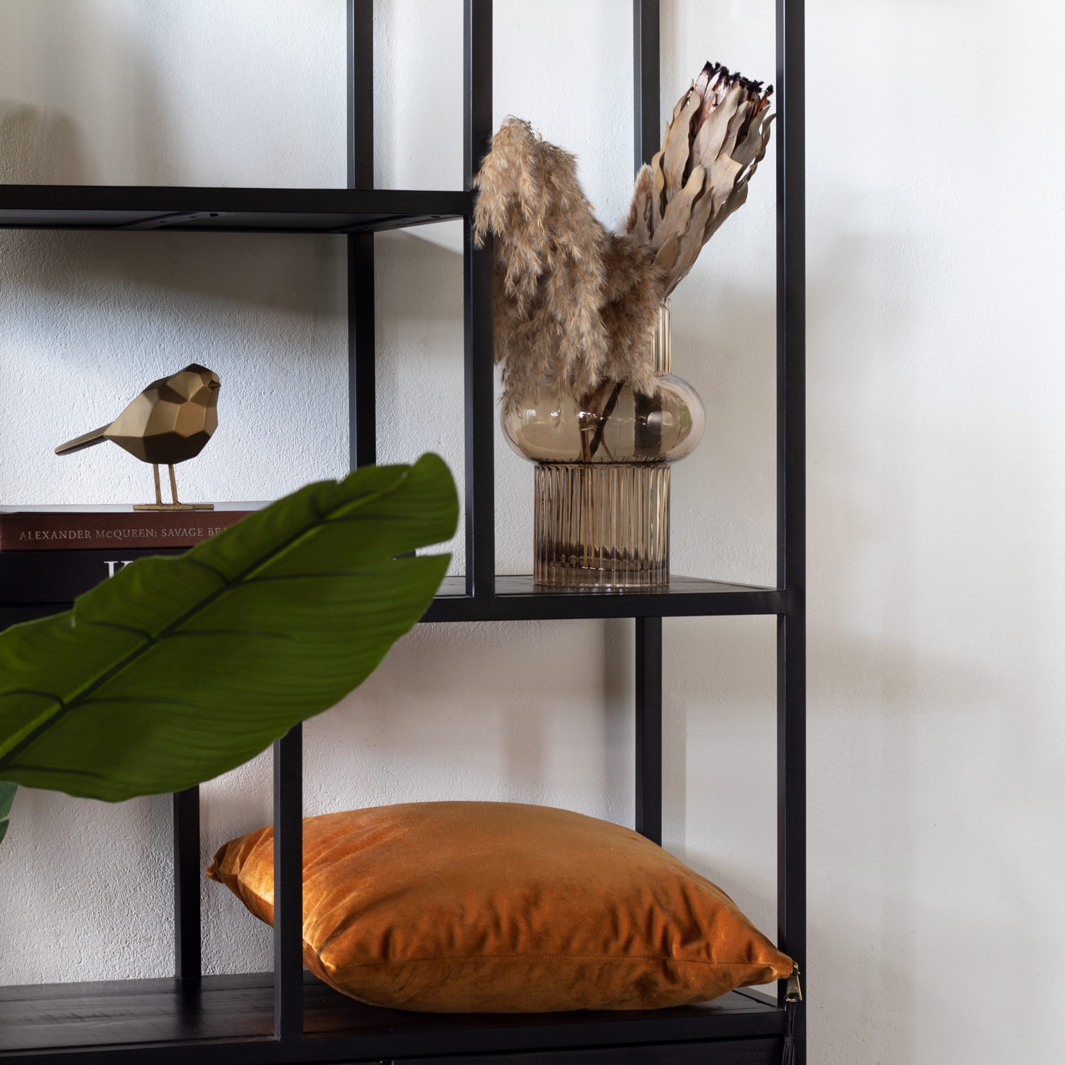 Regal mit Türen BONY B 75 cm Bücherregal schwarz