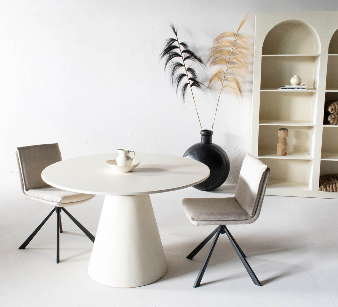 Esstisch NELO Ø 150 cm rund Mangoholz MDF beige