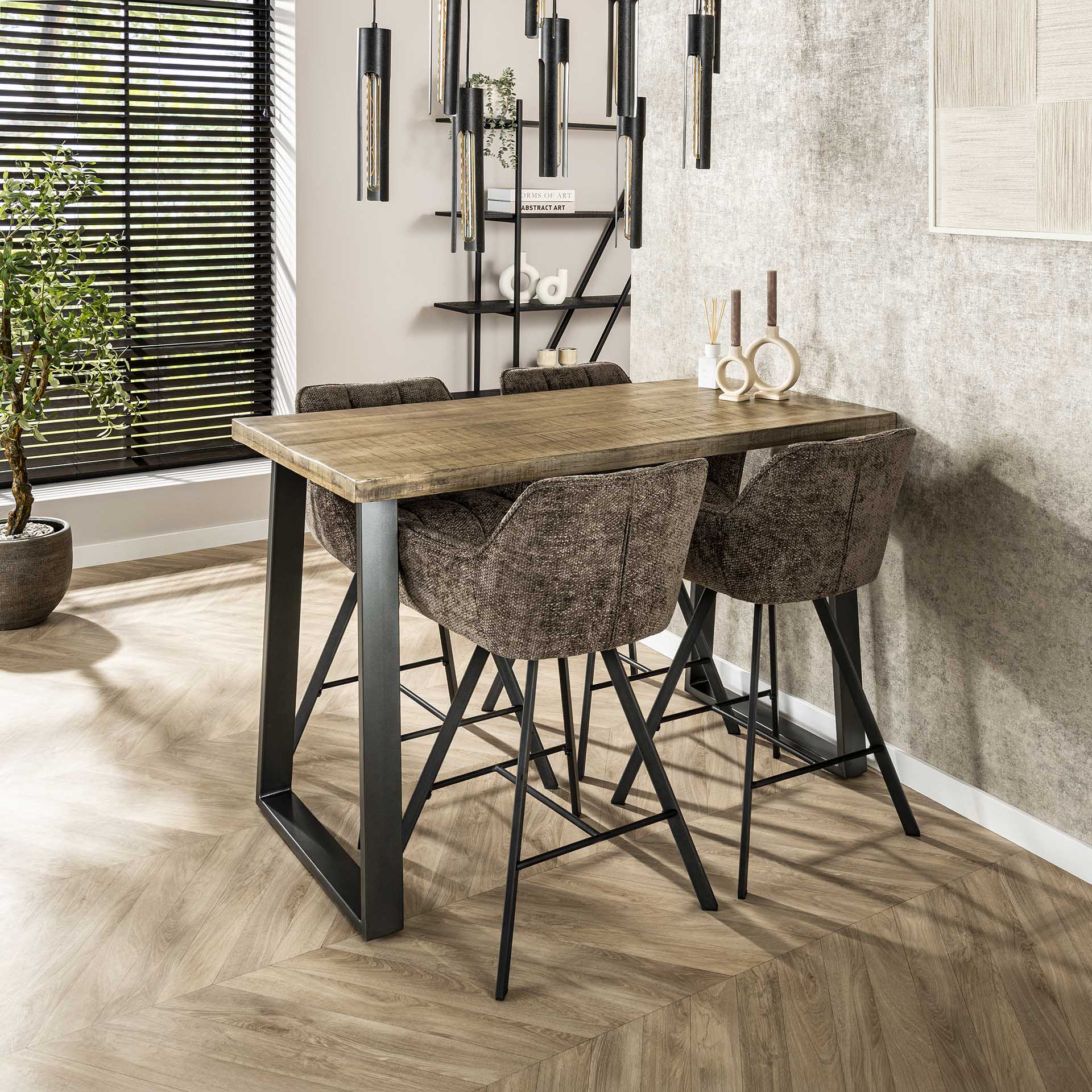 2er Set Barhocker FINO drehbar SH 69 cm weiches Chenille taupe