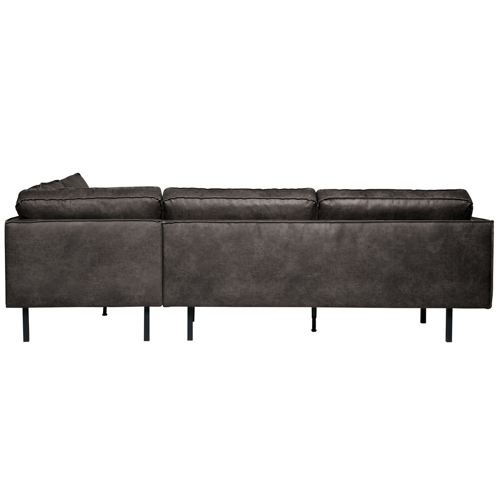 Eckgarnitur Rodeo Leder schwarz Ecksofa  Longchair rechts