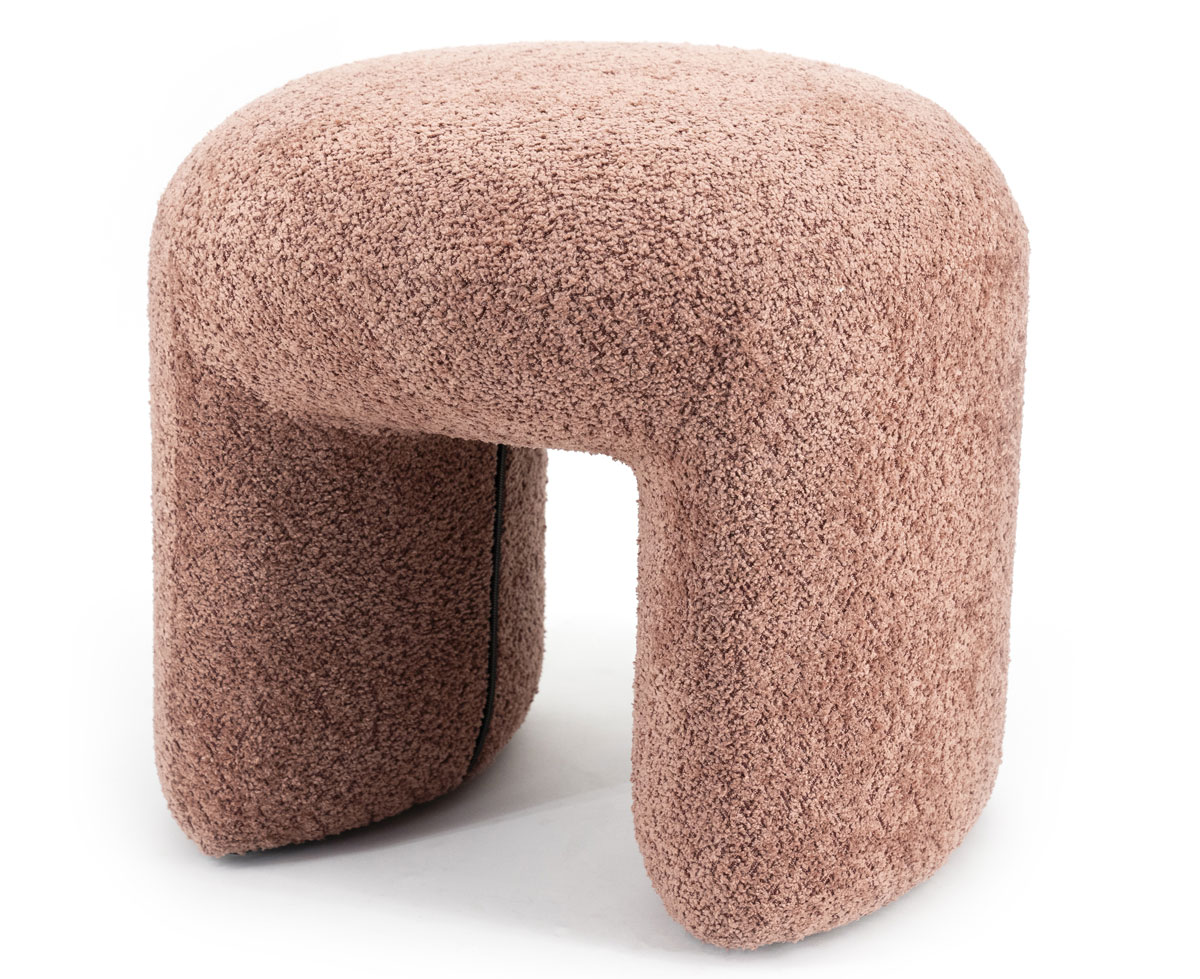 Hocker NASAHI Sitzhocker Bouclé Stoff terrakotta