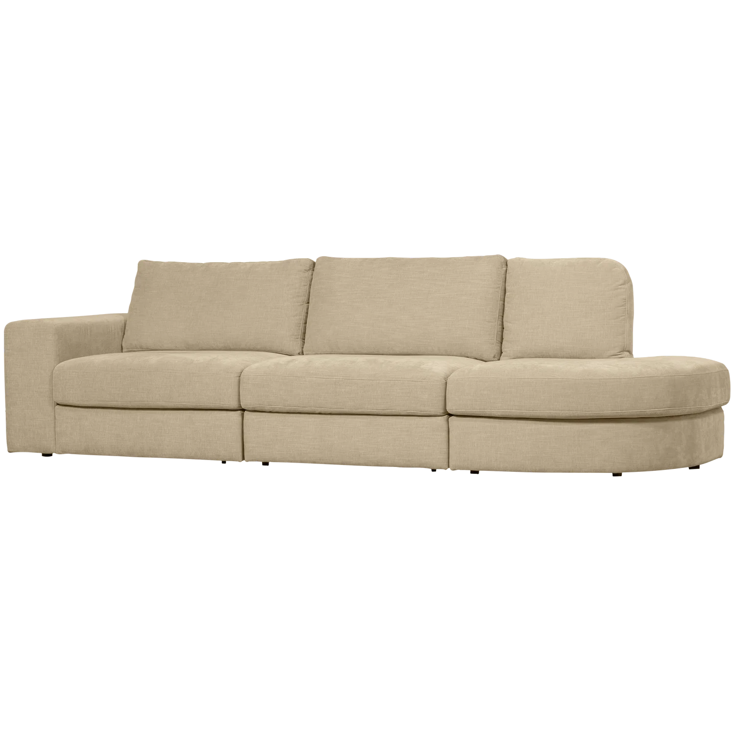 2,5 Sitzer Sofa FAMILY Webstoff sand mit Rundung rechts