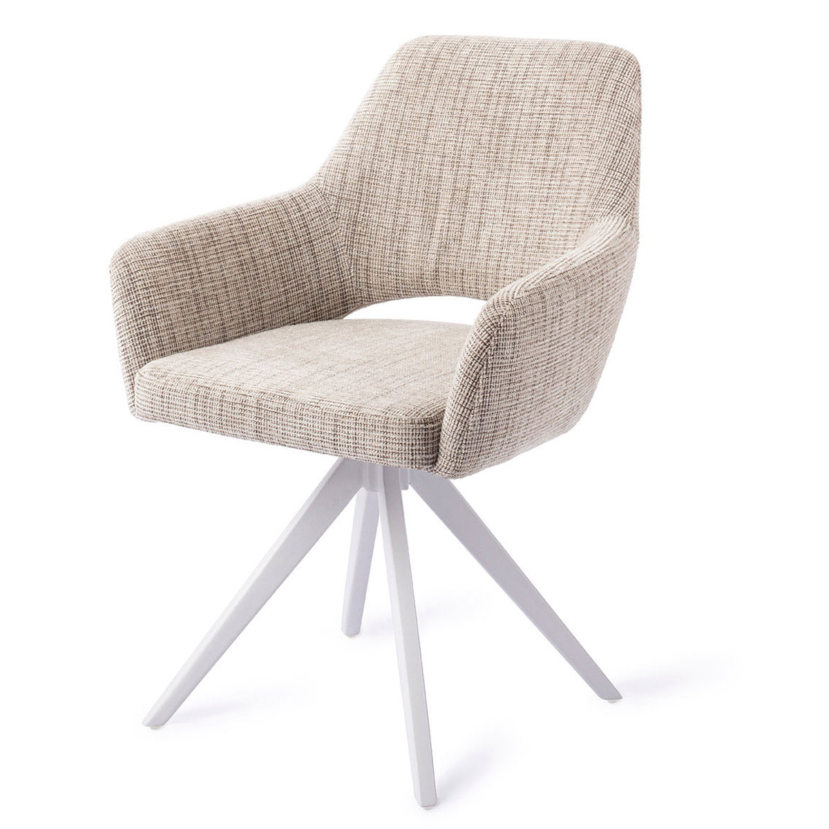 Esszimmerstuhl YANAI drehbar – Caramel mit weißem Gestell